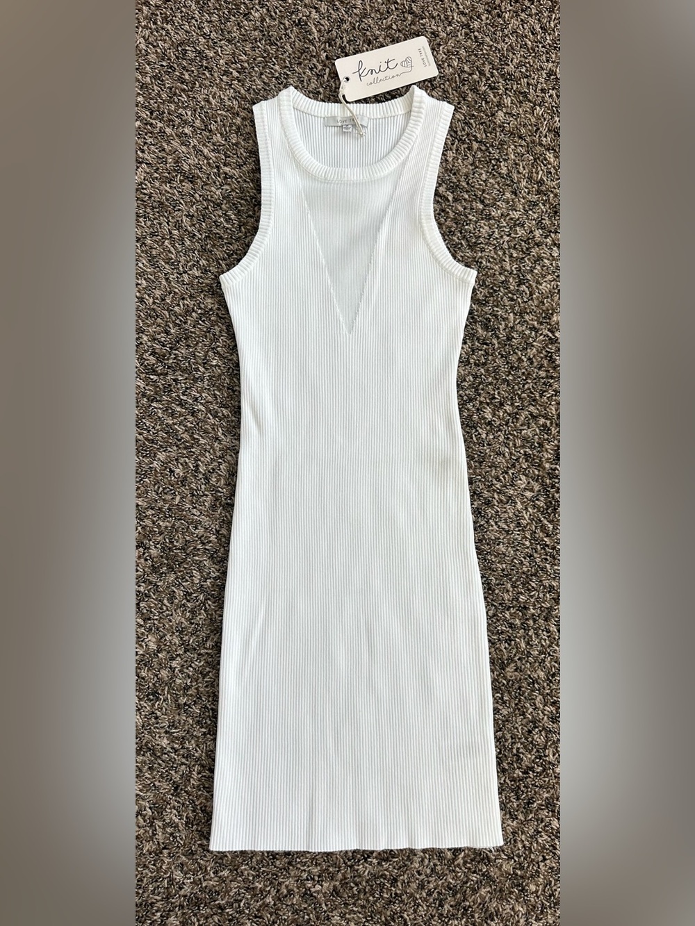 Love Tree Knit Collection ribbed mini sleeveless white dress - size medium